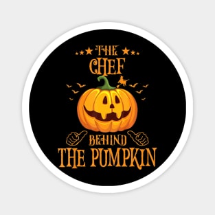 Mens The CHEF Behind The Pumpkin T shirt Funny Halloween Magnet